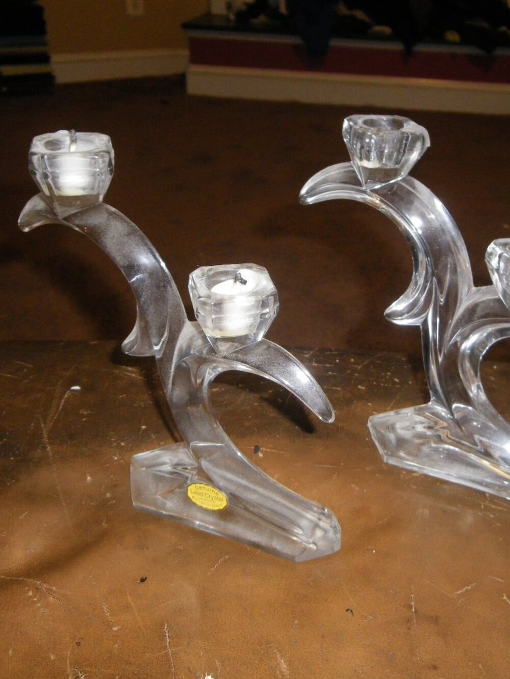 Vintage Lead Crystal Candle Holders Made in West German Funky Modern Design